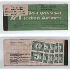 BILHETE DE COMPANHIAS AÉREAS INDIANAS COM RECEITA CUPOM DE IMPOSTO DE VIAGEM ESTRANGEIRA E SELO DE RECEITA comprar usado  Enviando para Brazil
