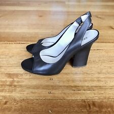 Salto Baldan Venezia Couro Marrom Chocolate Escuro Peeptoe Slingback, Tamanho 37 comprar usado  Enviando para Brazil