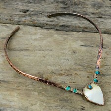 Gargantilha natural de madrepérola indiolita colar eletroformado joia cobre comprar usado  Enviando para Brazil