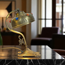 Usado, Luminária de mesa Art Nouveau "balanço dourado" luz de latão exclusiva comprar usado  Enviando para Brazil