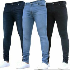 Calça jeans masculina lisa inverno elástica casual skinny jeans motociclista calças justas comprar usado  Enviando para Brazil