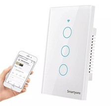 Interruptor de luz de parede Smartyuns WiFi Smart Touch painel de vidro temperado branco toque..., usado comprar usado  Enviando para Brazil