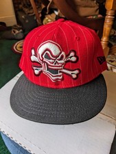 Boné vermelho New Era 59Fifty lã ajustado 7 1/8 caveira e ossos cruzados comprar usado  Enviando para Brazil