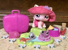 Usado, Autêntico Littlest Pet Shop HTF #1726 Gato Angorá de Olhos Roxos com 2 Pequenos Animais de Estimação🐾 comprar usado  Enviando para Brazil
