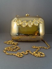 Bolsa retangular dourada com 6 lindas flores comprar usado  Enviando para Brazil