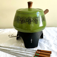 Conjunto de fondue de cogumelo vintage porcelana esmalte e garfos - Verde abacate Japão comprar usado  Enviando para Brazil