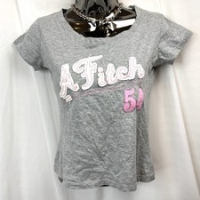 Usado, Camiseta feminina Abercrombie & Fitch de algodão cinza com destaque rosa tamanho P Y2K moda comprar usado  Enviando para Brazil