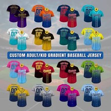 Camiseta de beisebol degradê personalizada, nome de equipe personalizado número logotipo camisa comprar usado  Enviando para Brazil