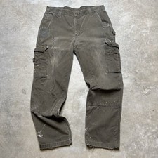 Calça cargo vintage Carhartt 36 x 30 marrom joelho duplo desgastado desbotado, usado comprar usado  Enviando para Brazil