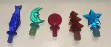 5 rolhas de garrafa acrílicas vintage cortiça vinho peixe, lua, estrela, árvore e círculo vermelho, usado comprar usado  Enviando para Brazil