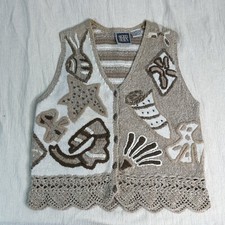 Colete de malha Sigrid Olsen feminino praia concha mar bordado M recortado náutico comprar usado  Enviando para Brazil