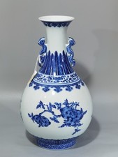 Bela arte colecionável feita à mão pintura azul branco vaso de flores de porcelana, usado comprar usado  Enviando para Brazil