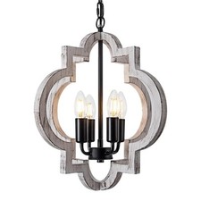 Candelabro de madeira fazenda rústico preto corrente regulável usa 4 lâmpadas E12  comprar usado  Enviando para Brazil