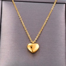 Usado, Colar pingente de coração feminino folheado a ouro 18K aço inoxidável brilhante sólido comprar usado Usado, Colar pingente de coração feminino folheado a ouro 18K aço inoxidável brilhante sólido comprar usado  Enviando para Brazil