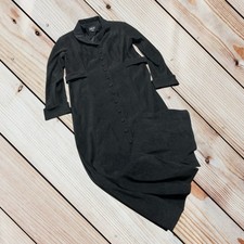 Vestido maxi vintage Leslie Fay tamanho 14 preto com camurça falsa botão para cima  comprar usado  Enviando para Brazil