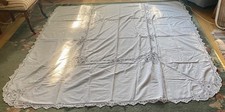 Capa de cama de renda Battenburg para cama de casal, branca com recortes de renda comprar usado  Enviando para Brazil