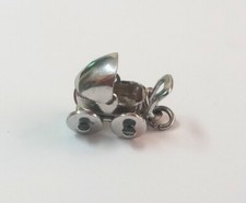Berloque de carrinho de bebê vintage prata esterlina 925 parte superior móvel e rodas - 3D comprar usado  Enviando para Brazil