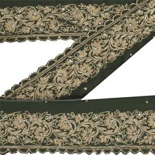 Sanskriti Vintage Saree Border Artesanato Frisado à Mão Acabamentos de 1 Jarda Renda 2"W Verde Zari comprar usado  Enviando para Brazil
