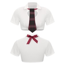 Camisas femininas camiseta crop top com gravata xadrez blusa de festa sexy comprar usado  Enviando para Brazil