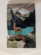 Placa de mosaico Pietra Dura - Veado em uma paisagem alpina italiana comprar usado  Enviando para Brazil