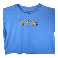 Camiseta Life is Good Winnie the Pooh Life Isn't Easy Blue Crusher Boxy GG comprar usado  Enviando para Brazil