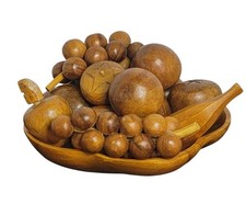 Tigela de madeira vintage MCM esculpida madeira frutas mesa central uvas banana 16 peças comprar usado  Enviando para Brazil