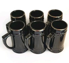 6 canecas vintage cerâmica preta acabamento dourado 16 oz cabo C cerveja tanque feito nos EUA comprar usado  Enviando para Brazil
