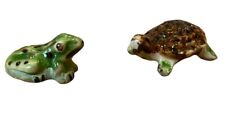 "Mini figura de cerámica de rana y tortuga - verde y marrón 1"" sapo tortuga" segunda mano  Embacar hacia Argentina