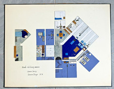 1960s meados do século design moderno jovem ativo gay planta baixa renderização 25,5 x 20" comprar usado  Enviando para Brazil