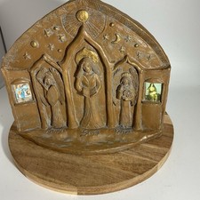 Casa tríptica aquecimento bênção feita à mão escultura anjos 6,5”x7,5”x1” comprar usado  Enviando para Brazil