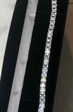 Pulseira de tênis masculina de diamante criada em laboratório 10 quilates corte quadrado folheada a ouro branco 14K 8" comprar usado  Enviando para Brazil