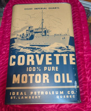 Tambor de aceite de motor Corvette bilingüe canadiense vintage de los años 40 hecho en Quebec Keller segunda mano  Embacar hacia Mexico