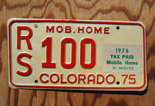 1975 1976 Colorado Mobile Home Placa de Licença # RS - 100 Camper RV comprar usado  Enviando para Brazil