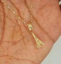 Usado, Pingente de Torre Eiffel folheado a ouro amarelo 14k presente de Natal feminino sem pedra comprar usado  Enviando para Brazil