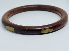 Usado, Pulseira de madeira escura vintage com incrustação de latão ética boho chique feita à mão tamanho 8 comprar usado  Enviando para Brazil