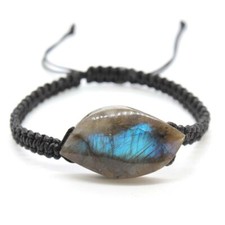 Pulseiras de macramê de labradorita natural feitas à mão corda trançada pulseira ajustável, usado comprar usado  Enviando para Brazil