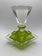 Frasco de perfume de vidro facetado verde limão Art Deco com rolha decoração vaidade comprar usado  Enviando para Brazil