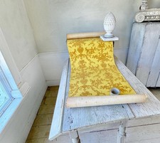 1920 4 jardas (8 disponíveis) papel de parede vintage amarelo francês flocado feito à mão, usado comprar usado  Enviando para Brazil