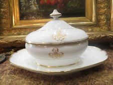 Antigua Salsera Porcelana Blanca Y Dorado con Monograma comprar usado  Enviando para Brazil