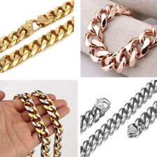 Collar de pulsera pesado de 13/15 mm para hombre cadena corte acero inoxidable bordillo cubano eslabón segunda mano  Embacar hacia Mexico
