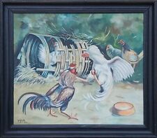 LUTA DE GALOS - pintura a óleo. Datado de 1971 comprar usado  Enviando para Brazil