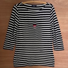 Blusa listrada Saint James manga 3/4 França 38 EUA 6 preta marfim barco pescoço náutico comprar usado  Enviando para Brazil