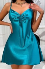 Usado, Camisola Romântica Suave Brilhante Cadet Azul Cetim Busto Ruched Slip G NOVA comprar usado  Enviando para Brazil