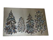 Cartão de árvores coloridas de titânio não usado placa de desenho rara Natal vintage em relevo comprar usado  Enviando para Brazil