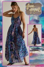 🌙¡NUEVO! PRECIOSO Vestido Maxi Vacaciones Free People Moondive Talla Pequeña Azul Combo segunda mano  Embacar hacia Mexico