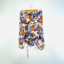 Saia Cohen et Sabine tamanho 8 azul multicolorida floral franzida frontal designer comprar usado  Enviando para Brazil