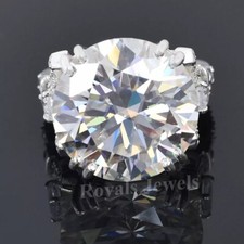 RARO ANEL SOLITÁRIO DE DIAMANTE TRATADO OFF WHITE 13,65 quilates certificado em prata 925 comprar usado  Enviando para Brazil