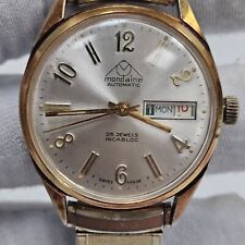 Relógio de pulso masculino vintage Mondaines 25 joias dia/data automático tom dourado raro comprar usado  Enviando para Brazil