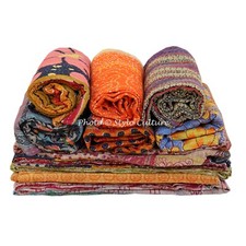 Lote de 20 peças arte Kantha colcha única bengali cobertor reversível algodão boêmio comprar usado  Enviando para Brazil