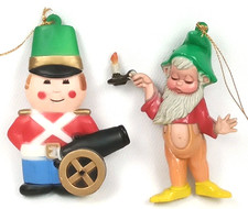 Usado, Conjunto de enfeites de Natal vintage de plástico gnomo e brinquedo soldado década de 1980 comprar usado  Enviando para Brazil